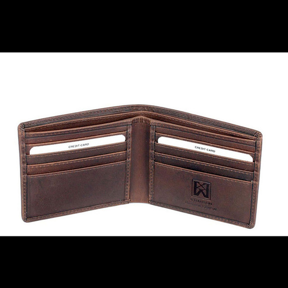 Karla Hanson Men's Leather Wallet with Card Insert Eagle Brown - Picture 2 of 3
